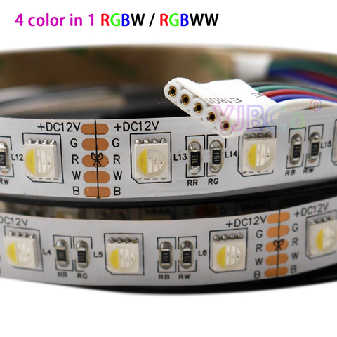 5M/lot DC 12V 24V RGBW/RGBWW 4 color in 1 led chip 60Leds/m 300leds Waterproof IP30/65/IP67 5050 SMD flexible LED Strip light ► Photo 1/5