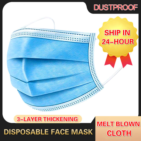 10/50/100pcs Face Mask Disposable 3 Ply Mouth Mask Filter Non-wove Breathable Anti pollution dust Mondmasker Protective Masks ► Photo 1/6