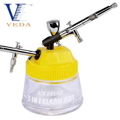 3 In 1 Airbrush Cleaning Bottles Pot Strong Glass Jar Wash Tools Airbrush Stand Station Filters Cleaner Tools ► Photo 1/6