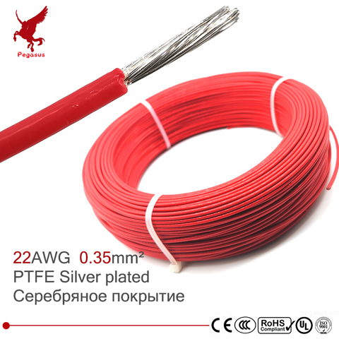 22AWG 0.35 square millimeter Power cable PTFE Tinned Silver plated flame retardant power cable wire High temperature resistance ► Photo 1/6