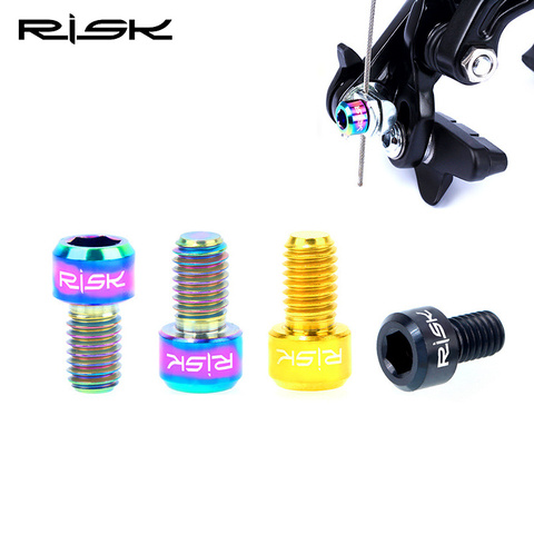 RISK 2pcs M6x10mm Bicycle Brake Wire Fixing Bolts Titanium Bike Inner Cable Pressing Screw MTB Road Bike Brake Line Bolt Screws ► Photo 1/6