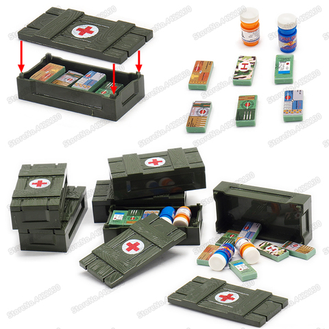 WW2 battlefield Building Blocks first aid Supply box DIY military Special police city series with Figures Moc Christmas gift toy ► Photo 1/6