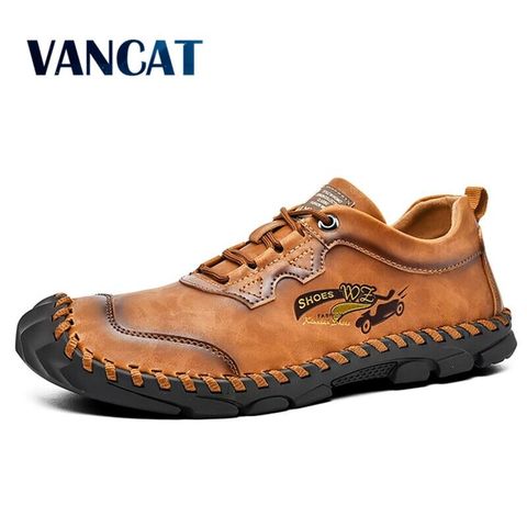 2022 New Summer Men's Casual Shoes Breathable Leather Handmade Loafers Brand Men Shoes Flat Moccasins Men Sneakers Size 38-46 ► Photo 1/6