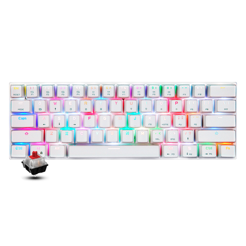 Motospeed CK62/CK61 Gaming Keyboard BT3.0 61 Keys RGB Mechanical Keyboard USB Wired BT Dual Mode White with OUTEMU Red Switches ► Photo 1/6