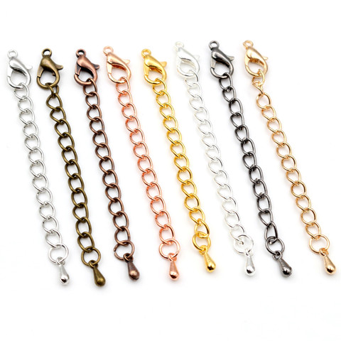 10pcs/lot 50 70mm Tone Extended Extension Tail Chain Lobster Clasps Connector For DIY Jewelry Making Findings Bracelet Necklace ► Photo 1/6