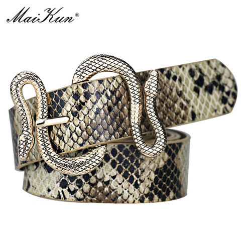 Christmas 2022 Best Accessory Maikun Belts for Women Snake Shape Pin Buckle Belt High Quality Leather Women Belt ► Photo 1/6