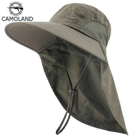 CAMOLAND Summer UPF 50+ Sun Hat Women Men Waterproof Bucket Hats With Neck Flap Outdoor Large Wide Brime Fishing Hat ► Photo 1/6