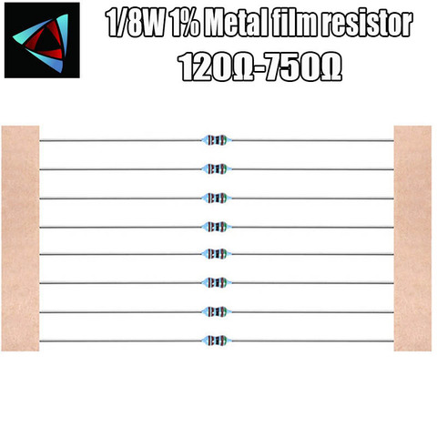 100pcs 1/8W 1% Metal film resistor 120R 130 150 180 200 220 240 270 300 330 360 390 430 470 510 560 620 680 750 ohm ► Photo 1/1