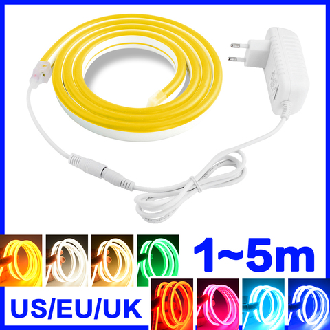 LED Strip Flexible Neon light 12V Waterproof Luces led Rope Dimming Room Bar Decoration Color Warm White Yellow Red Green Blue ► Photo 1/6