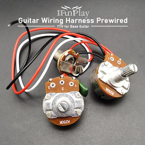 PB Bass Wiring Harness Prewired Kit for Precision Bass Guitar 250K Big Pots 1 Volume 1 Tone Jack ► Photo 1/6