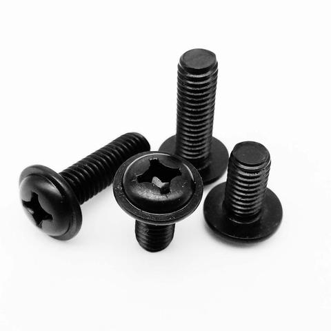 5/50pc PWM M2 M2.5 M3 M4 M5 M6 Black Stainless Steel Cross Recessed Phillips Pan Round Head With Washer Padded Collar Screw Bolt ► Photo 1/6