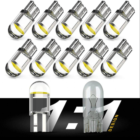 Super Bright 2/10 Pcs W5W 194 T10 LED Glass Housing Cob Car Bulb 6000K White Green Blue Red Wedge License Plate Lamp Dome Light ► Photo 1/6