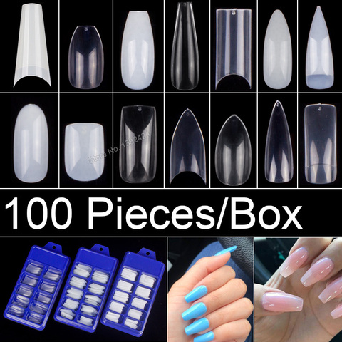 Buy Online New 100pcs Professional Fake Nail Long Ballerina Coffin Square Almond Full Cover French Acrylic False Nail Tips 10 Sizes Alitools