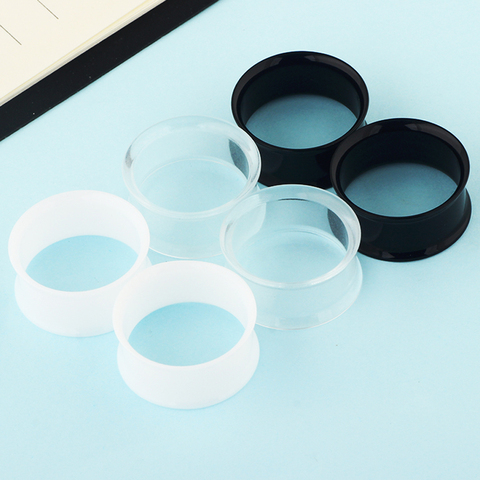 2pcs White Black Transparent Acrylic Ear Tunnel Plug Ear Gauges Piercing Double Curved Saddle Expander Stretcher Body Jewelry ► Photo 1/6