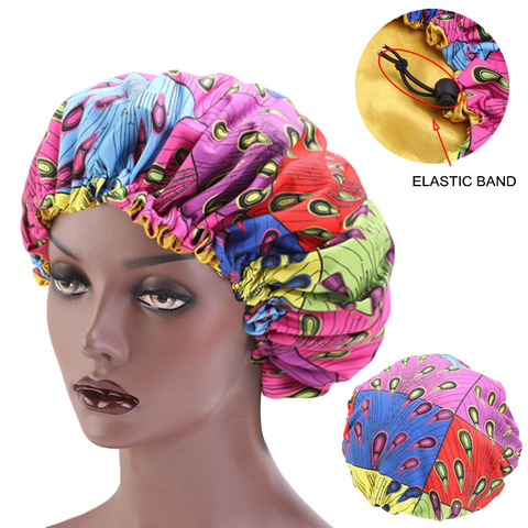 New Extra Large Sleep Cap African Print fabric Ankara hair bonnet Satin Lined sleep cap Night Sleep Hat Ladies Turban ► Photo 1/6