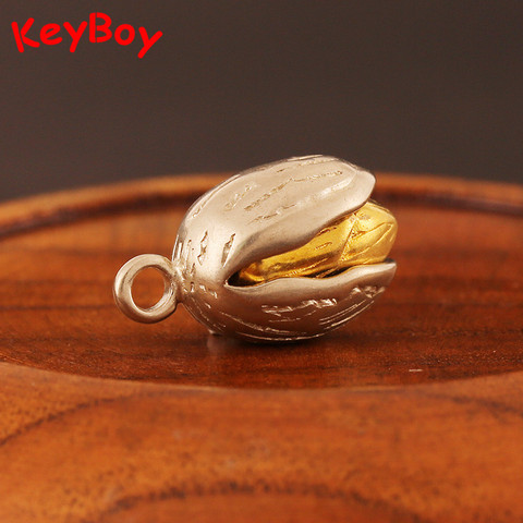 New White Copper Nut Tree Pistachios Lucky Pendants Brass Car Key Chains Rings Charms Handmade Luggage Accessories DIY Jewelry ► Photo 1/6
