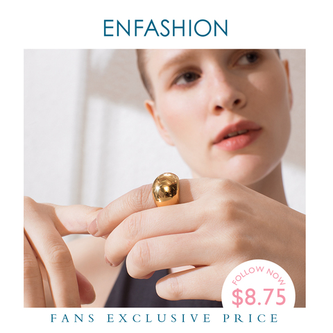 ENFASHION Punk Blank Ring Gold Color Stainless Steel Lady Simple Finger Rings For Women Minimalist Fashion Jewelry Gifts R194022 ► Photo 1/6