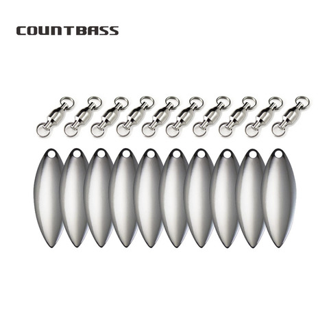 COUNTBASS 10pcs Willowleaf Spinner blades+ Ball Bearing Swivels, Colorado Spinner Tail Metal Fishing Lures Spinnerbaits Wobbler ► Photo 1/6