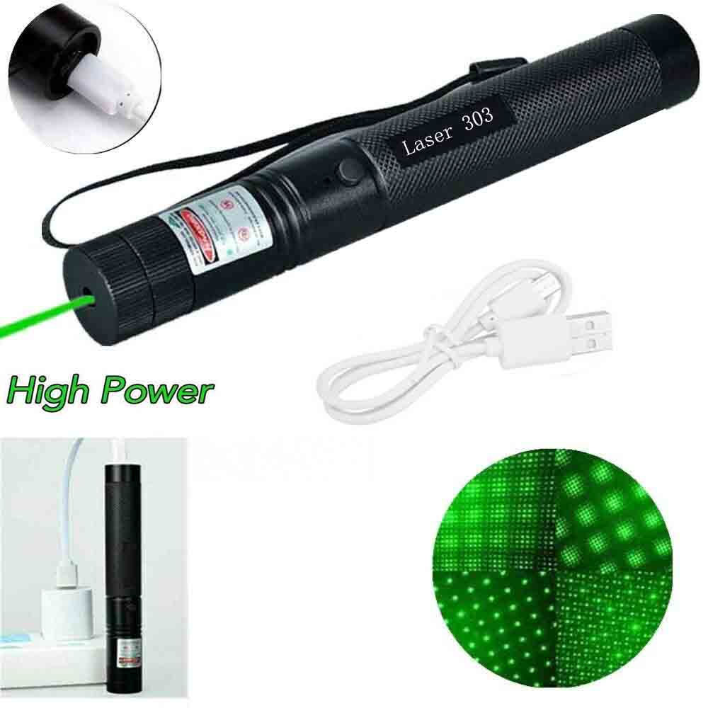 Charger 532nm Green Laser Pointer Pen Teaching-aid Laser Tool w/ 5 Star Cap 