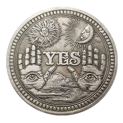 Yes/No Gothic Prediction Decision Coin All Seeing Eye Or Death Angel Nickel USA Morgan Dollar Coin ► Photo 1/6