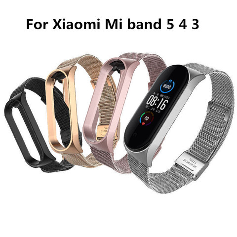 2022 New Metal Milanese Wrist Strap For Xiaomi Mi band 5 4 3 Buckle Bracelet strap on xiaomi miband 5 4 Smart Band Accessories ► Photo 1/6