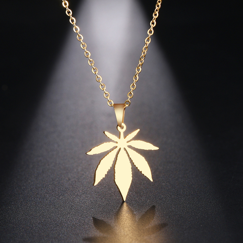 DOTIFI Stainless Steel Necklace For Women Man Maple Leaf Choker Pendant Necklace Engagement Jewelry ► Photo 1/6