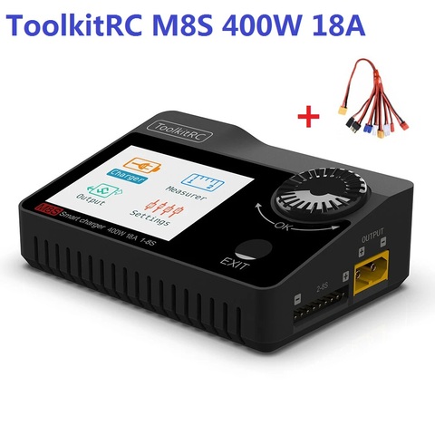 ToolkitRC M8S 400W 18A Color Screen Balance Charger Discharger with 400W 16.6A 24V Power Supply Adapter ► Photo 1/4