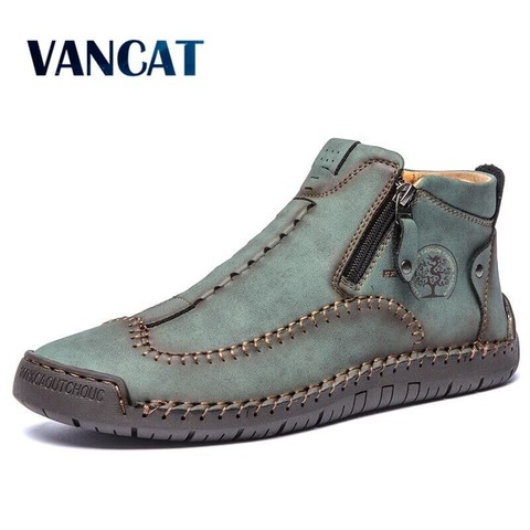 Men's Ankle Boots Handmade Leather Men's Western Boots Classic Fashion Men's Motorcycle Boots Outdoor Men's Work Shoes Size 48 ► Photo 1/6