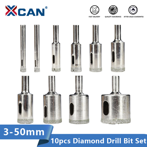 XCAN Diamond Drill Bit 10pcs 3-50mm for Glass Tile Marble Granite Core Hole Saw Drill Bits ► Photo 1/6