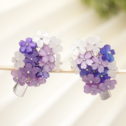 FORSEVEN Purple Lovely Flower Hair Clips Vintage Hairpins Small Hair Grips for Women Chinese Style Hair Jewelry Accessories JL ► Photo 1/6