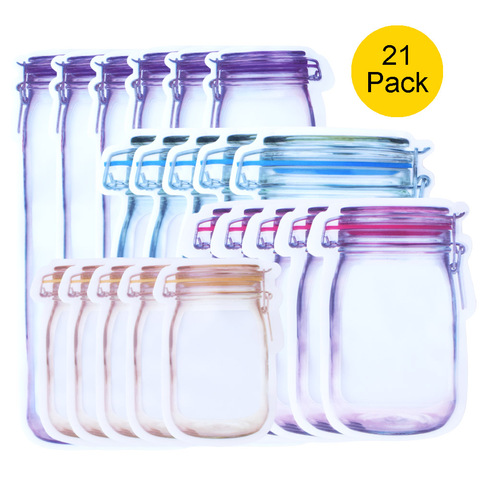 21/13/6 Reusable Mason Jar Bags Grocery Candy Food Storage Zipper Bag Portable Kitchen Seal Nut Cookies Snack Mason Organizer ► Photo 1/6