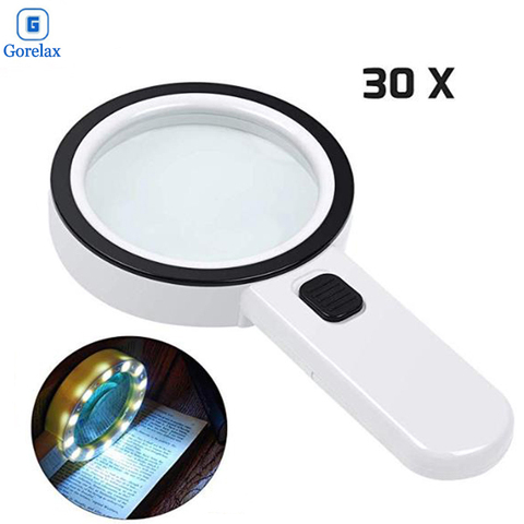 30X Magnifying Glass with Light, Handheld Lighted Magnifier with Large Double Glass Lens Led Magnifiers for Seniors Reading ► Photo 1/6