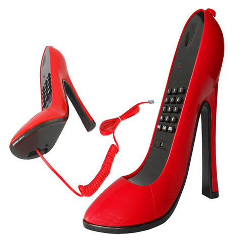 Corded Phone High-Heeled Shoes Shape Telephone Landline with Redial, LED Indicator, Automatic Switch Answer, PULSE / TONE Pulse ► Photo 1/4