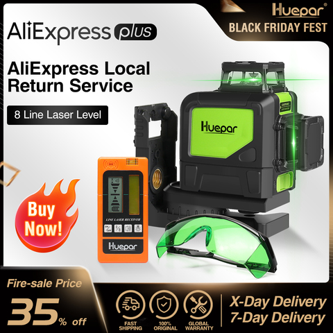 Huepar Self-leveling Professional Green Beam 360 Degree Cross Line Laser  Level+huepar Laser Receiver+laser Enhancement Glasses - Laser Levels -  AliExpress