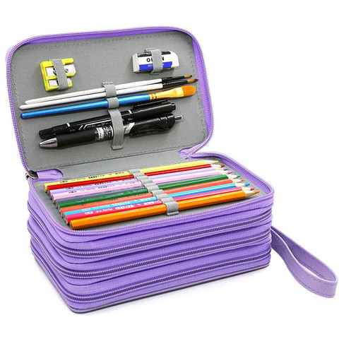 Mini 72 Holes Penal for School Pencil Case Boys Girls Pen Box Big Cartridge Pencilcase PU Leather Penalty Bag Stationery Pouch ► Photo 1/6