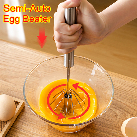 Semi Automatic Mixer Egg Beater Manual Self Turning Stainless Steel Easy Whisk Hand Blender Egg Cream Stirring Kitchen Tools ► Photo 1/6