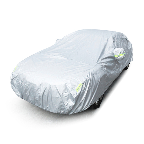 Size S-XXL Universal Full Car Covers Snow Ice Dust Sun UV Shade Cover Foldable Light Silver Auto Car Outdoor Protector Cover ► Photo 1/6
