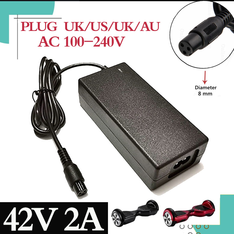EU Plug-Power Adapter Battery Charger 42V 2A Balance Hoverboard Electric Scooter 