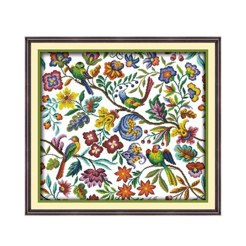 Birds' twitter and fragrance cross stitch kit print canvas sew cross-stitching embroidery DIY handmade needlework ► Photo 1/1