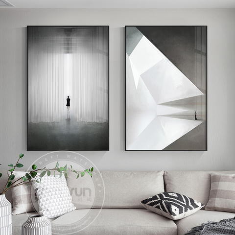 Modern Street Buiding Canvas Painting Fashion Wall Art Picture White and Black Print Poster for Living Room Artistic Lobby Decor ► Photo 1/6