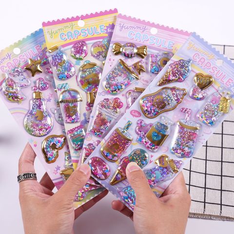 Kawaii Glittering 3D Capsule Stickers Scrapbooking Diy Bullet Journal Diary Stationery Sticker Cute Gift Supplies Sheets ► Photo 1/5