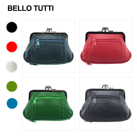 BELLO TUTTI Women Genuine Leather Mini Coin Purse Original Female Sheepskin Metal Hasp Change Card Holder Small Wallet Money Bag ► Photo 1/6