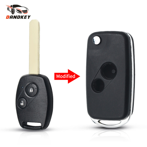 Dandkey 2 Buttons Flip Remote Key Shell Replacement Modified Car Key Case For Honda CRV Civic Jazz 2006 2007 2008 2009 2010 2011 ► Photo 1/6