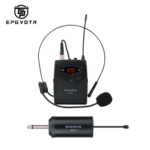 EPGVOTR UHF Wireless Microphone System with Bodypack Headset Lavalier Lapel Mic 30 Channels Adjustable Rechargeable Receiver 50m ► Photo 1/6