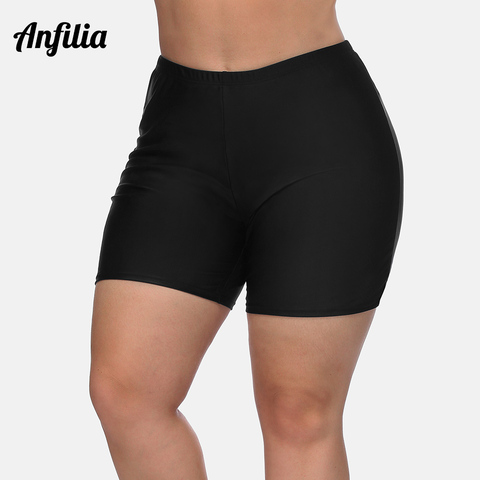 Anfilia Women High Waist Plus Size Swimming Shorts Ladies Plus Size Bikini Bottom Swimwear Briefs Boardshort Swimming Trunks ► Photo 1/6