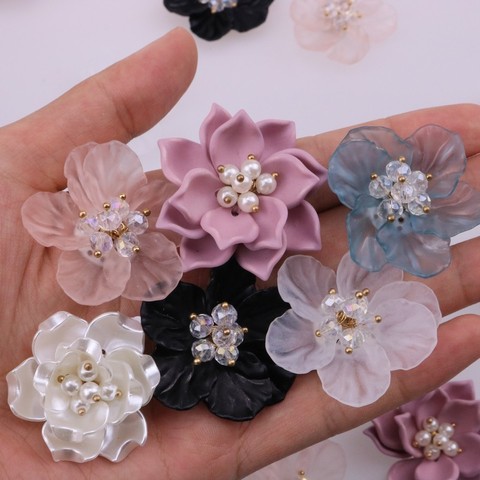 acrylic rose  pearl crystal petal flower floral sewing patches patch for dress making, diy craft ► Photo 1/6