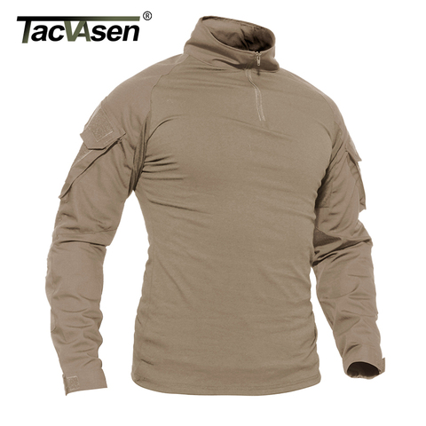 TACVASEN Men Summer Camouflage T-shirts Army Combat Tactical T Shirt Military Men's Long Sleeve T-Shirt Hunt Paintball Clothing ► Photo 1/6