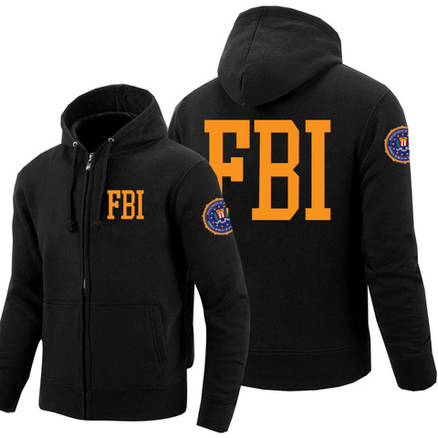 Men FBI Sweatshirts Print Federal Bureau of Investigation Fleece Zipper Police Hoodies Cosplay Hoody Winter Clothes Women Tops ► Photo 1/6