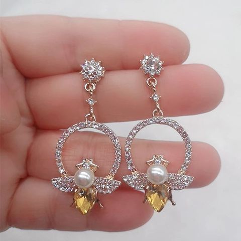 Hot selling cute new flower bee earrings zircon earrings wholesale fashion jewelry punk stud earrings gift for girls ► Photo 1/6