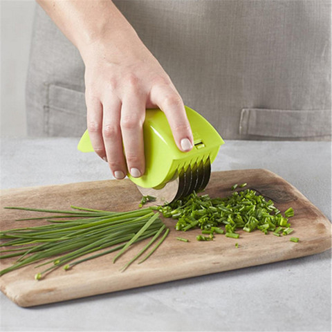 Stainless Steel Blade Kitchen Vegetable Chop Herb Rolling Roll Rollers Mincer Manual Hand Scallion Cutter Slicers ► Photo 1/6